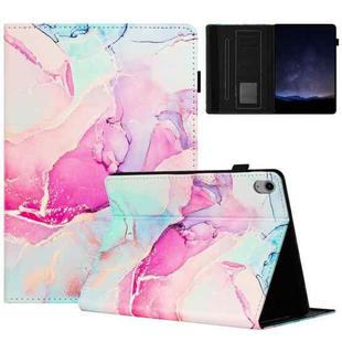 For iPad 10th Gen 10.9 2022 Marble Litchi Leather Smart Tablet Case(Pink)