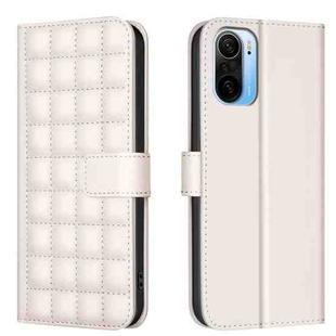 For Xiaomi Poco F3 / Mi 11i Square Texture Leather Phone Case(Beige)