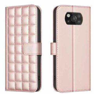 For Xiaomi Poco X3 / X3 NFC Square Texture Leather Phone Case(Rose Gold)
