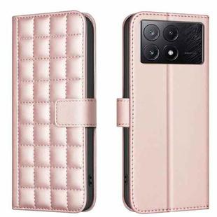 For Xiaomi Poco X6 Pro / Redmi K70E Square Texture Leather Phone Case(Rose Gold)