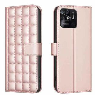 For Redmi 10C Square Texture Leather Phone Case(Rose Gold)