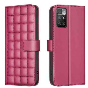 For Redmi 10 2022 / Note 11 4G Square Texture Leather Phone Case(Red)