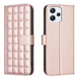 For Redmi 12 4G Square Texture Leather Phone Case(Rose Gold)
