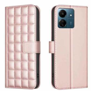 For Redmi 13C Square Texture Leather Phone Case(Rose Gold)