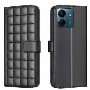 For Redmi 13C Square Texture Leather Phone Case(Black)