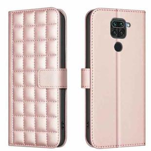 For Redmi 10X 4G / Note 9 Square Texture Leather Phone Case(Rose Gold)