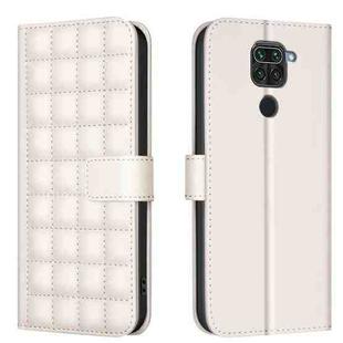 For Redmi 10X 4G / Note 9 Square Texture Leather Phone Case(Beige)