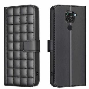 For Redmi 10X 4G / Note 9 Square Texture Leather Phone Case(Black)