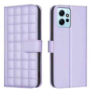 For Redmi Note 12 4G Global Square Texture Leather Phone Case(Purple)
