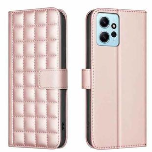 For Redmi Note 12 4G Global Square Texture Leather Phone Case(Rose Gold)