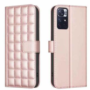 For Redmi Note 11 / Note 11S Square Texture Leather Phone Case(Rose Gold)