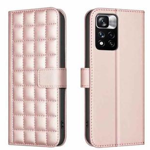 For Redmi Note 11 Pro 5G / 4G Global Square Texture Leather Phone Case(Rose Gold)