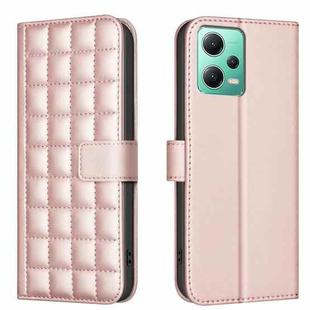 For Redmi Note 12 5G Global / Xiaomi Poco X5 Square Texture Leather Phone Case(Rose Gold)