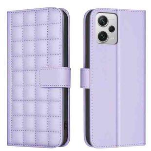 For Redmi Note 12 Pro+ Global Square Texture Leather Phone Case(Purple)