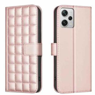 For Redmi Note 12 Pro+ Global Square Texture Leather Phone Case(Rose Gold)