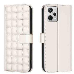 For Redmi Note 12 Pro+ Global Square Texture Leather Phone Case(Beige)