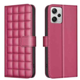 For Redmi Note 12 Pro+ Global Square Texture Leather Phone Case(Red)