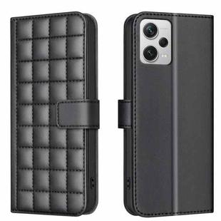 For Redmi Note 12 Pro+ Global Square Texture Leather Phone Case(Black)