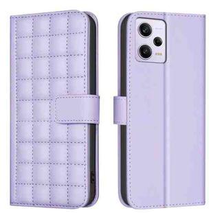 For Redmi Note 12 Pro Global Square Texture Leather Phone Case(Purple)
