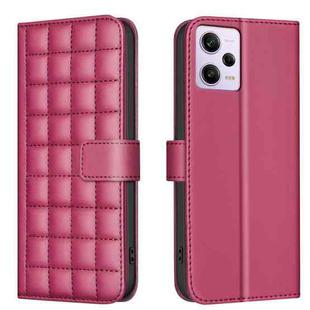 For Redmi Note 12 Pro Global Square Texture Leather Phone Case(Red)