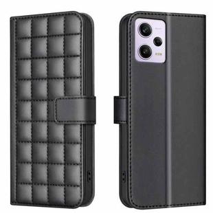 For Redmi Note 12 Pro Global Square Texture Leather Phone Case(Black)