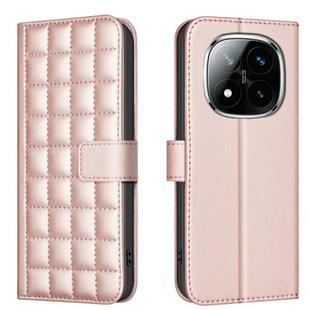 For Redmi Note 14 Pro 4G Square Texture Leather Phone Case(Rose Gold)