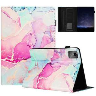 For Lenovo Tab M11/ Xiaoxin Pad 11 2024 Marble Litchi Leather Smart Tablet Case(Pink)