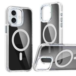 For iPhone 16 Magsafe Dual-Color Transparent Black Full Coverage Phone Case(White)