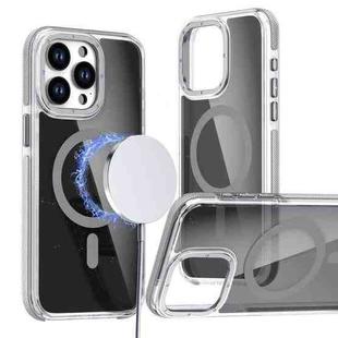 For iPhone 15 Pro Max Magsafe Dual-Color Transparent Black Full Coverage Phone Case(Gray)