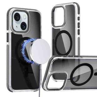 For iPhone 15 Magsafe Dual-Color Transparent Black Full Coverage Phone Case(Black)