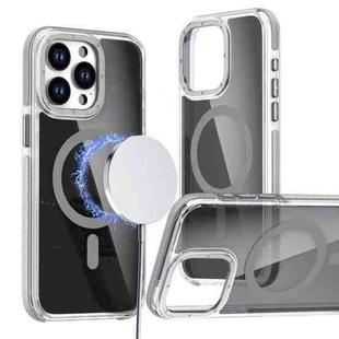 For iPhone 14 Pro Max Magsafe Dual-Color Transparent Black Full Coverage Phone Case(Gray)