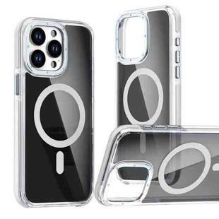 For iPhone 13 Pro Magsafe Dual-Color Transparent Black Full Coverage Phone Case(White)