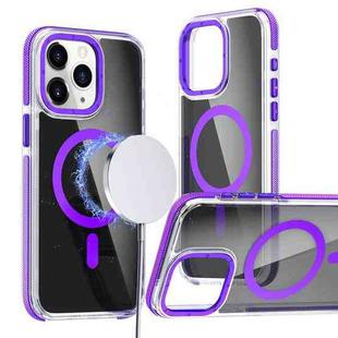 For iPhone 11 Pro Max Magsafe Dual-Color Transparent Black Full Coverage Phone Case(Purple)