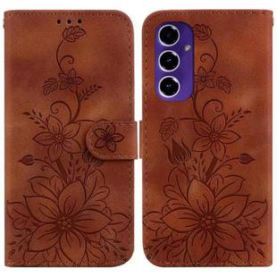 For Samsung Galaxy S24 FE 5G Lily Embossed Leather Phone Case(Brown)