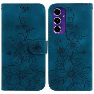 For Samsung Galaxy S24 FE 5G Lily Embossed Leather Phone Case(Dark Blue)