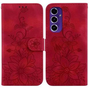 For Samsung Galaxy S24 FE 5G Lily Embossed Leather Phone Case(Red)