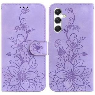 For Samsung Galaxy S25 5G Lily Embossed Leather Phone Case(Purple)