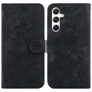 For Samsung Galaxy S25 5G Lily Embossed Leather Phone Case(Black)