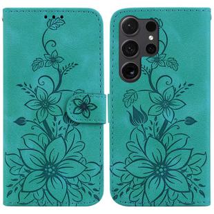 For Samsung Galaxy S25 Ultra 5G Lily Embossed Leather Phone Case(Green)