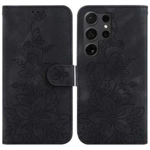 For Samsung Galaxy S25 Ultra 5G Lily Embossed Leather Phone Case(Black)