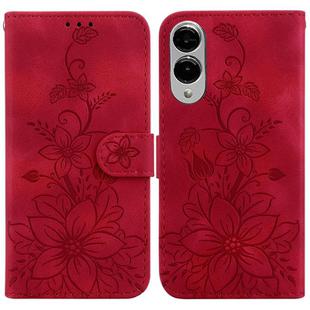 For Samsung Galaxy S25 Edge 5G Lily Embossed Leather Phone Case(Red)