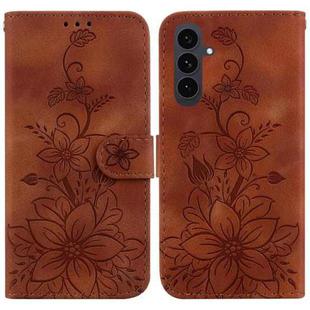 For Samsung Galaxy S25 FE 5G Lily Embossed Leather Phone Case(Brown)