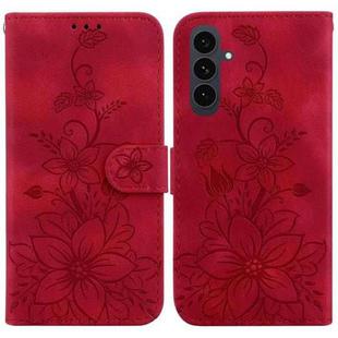For Samsung Galaxy S25 FE 5G Lily Embossed Leather Phone Case(Red)