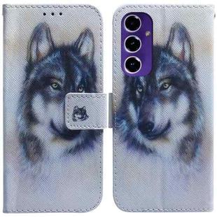 For Samsung Galaxy S24 FE 5G Coloured Drawing Flip Leather Phone Case(White Wolf)