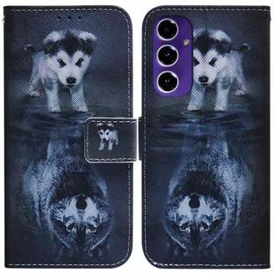 For Samsung Galaxy S24 FE 5G Coloured Drawing Flip Leather Phone Case(Wolf and Dog)