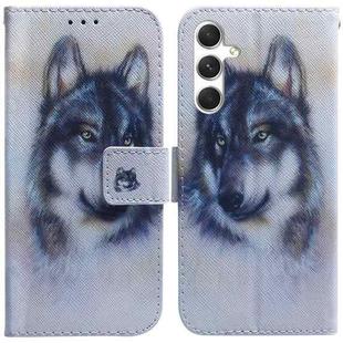 For Samsung Galaxy S25 5G Coloured Drawing Flip Leather Phone Case(White Wolf)