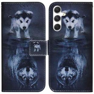 For Samsung Galaxy S25 5G Coloured Drawing Flip Leather Phone Case(Wolf and Dog)