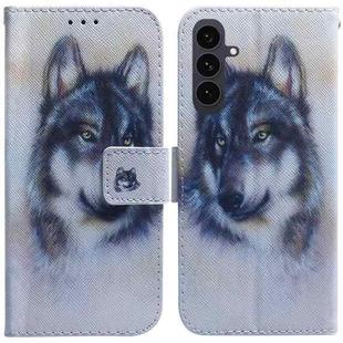 For Samsung Galaxy S25 FE 5G Coloured Drawing Flip Leather Phone Case(White Wolf)
