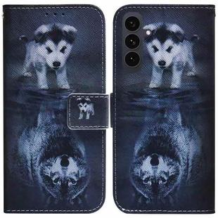 For Samsung Galaxy S25 FE 5G Coloured Drawing Flip Leather Phone Case(Wolf and Dog)