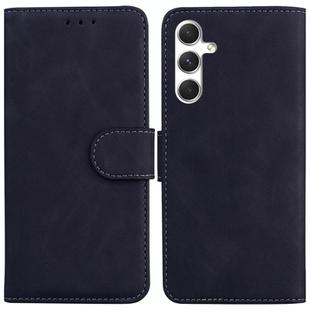 For Samsung Galaxy S25 5G Skin Feel Pure Color Flip Leather Phone Case(Black)